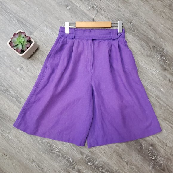Cimone * Vintage Pleated High Waist Mom Shorts 10 - Picture 1 of 7